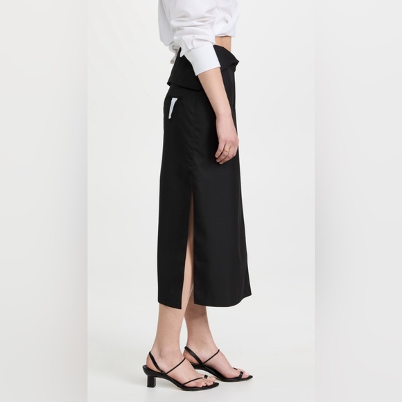 Like-new ROKH Black Flap Midi Skirt - Picture 5 of 12